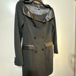 Adrianna Papell Black Satin-Trim Trench Coat